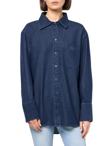 GAP Women's Denim Woven Big Shirt, Dark Wash, X-Large