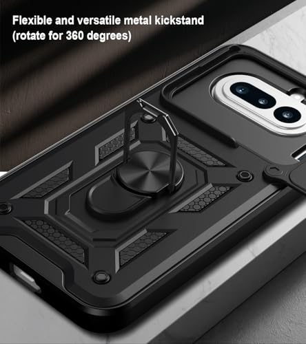 Image of Tough Armor Bumper Back Cover Case for Nothing Phone 4A 5G | Sliding Camera Cover, Kickstand & Ring Holder 360 Degree Protection Back Cover Case for Nothing Phone 4A 5G - Black