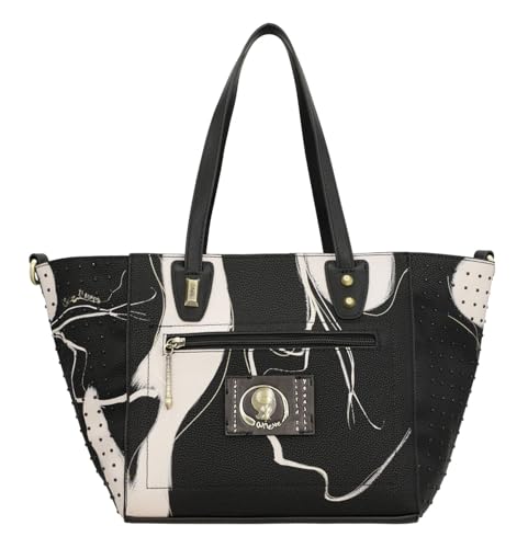 Anekke | Sac à main anses courtes Shodo | Sac femme avec bandoulière design original inspiration japonaise | 25 x 23 x 18 cm | Coloris noir – vue 6