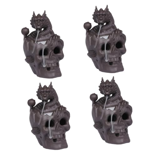4 Stück Skelett Rückfluss Räuchergefäß Räucherstäbchenhalter Diffusor Rauchwasserfall Räuchergefäß Räucherwasserfall