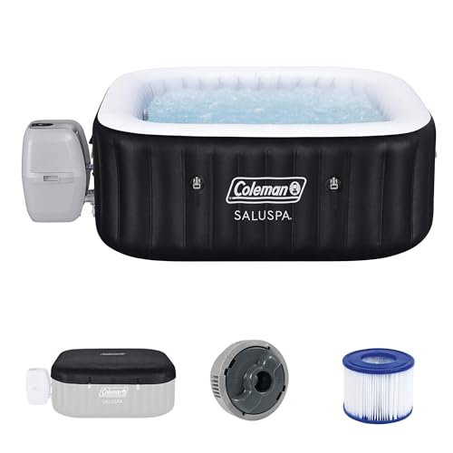 Coleman Hawaii 4 to 6 Person Inflatable Hot Tub, Square Energy-Efficient Portable Outdoor Spa with 140 AirJets, 71' x 28'