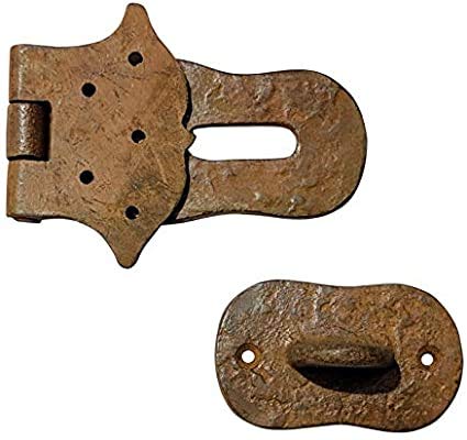 Image of Adonai Hardware inchParan inch Heavy Duty Antique Cast Iron Safety Locking Hasp and Staple(6 inch x 2 Pack, Rust Living) for Vintage Pirates Treasure Chest, Trunks, Wooden Jewelry Box, Cases, Furniture and Sheds