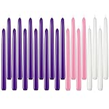 20 Pack Advent Candle Set, 12 Purple 4 Pink 4 White Taper Candles, 10 Inch Smokless and Dripless Candlesticks for Advent Christmas and Seasonal Celebration