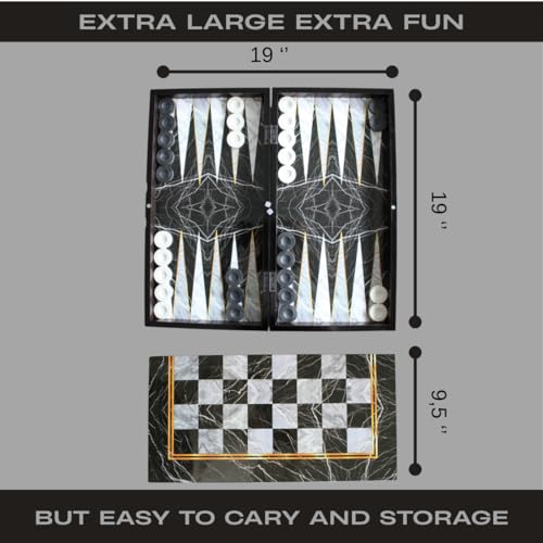 Set de Backgammon y Damas Turco Premium de Madera 19 Pulgadas miniatura 2
