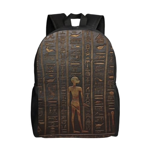 Travel Laptop Backpack For Women Men,Waterproof Lightweight Cute Backpack Ancient Egyptian Hieroglyph Casual Daypack
