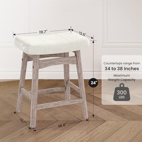 Image of PHI VILLA Counter Height Bar Stools Set of 4, Solid Wood Barstools