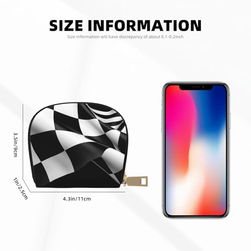 Black White Formula Checkered Flags Credit Card Holder Wallet, Leather Zipper Card Wallet For Women Ladies Rfid Blocking Card Case Small Coin Purse Accordion Wallet Gift2