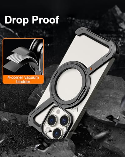 Coque iPhone 16 Pro sans cadre antichoc béquille rotative noire