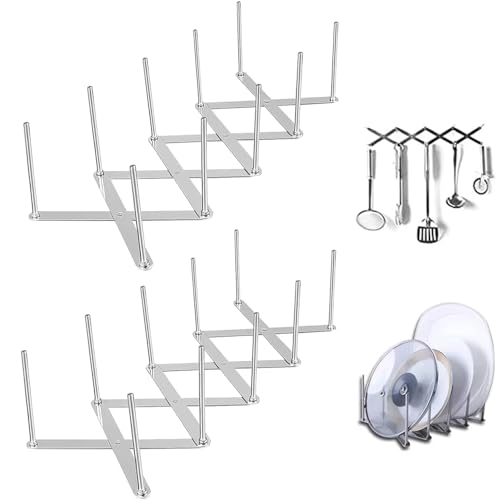 YWKJDDM Deckelhalter Rippchenhalter aus Edelstahl, 2 Stück Verstellbarer Topfdeckelhalter Schublade...