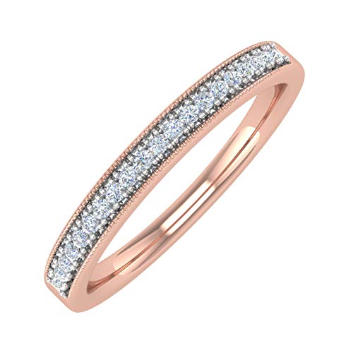 FINEROCK 1/10 Carat Diamond Wedding Band Ring in 10K Gold