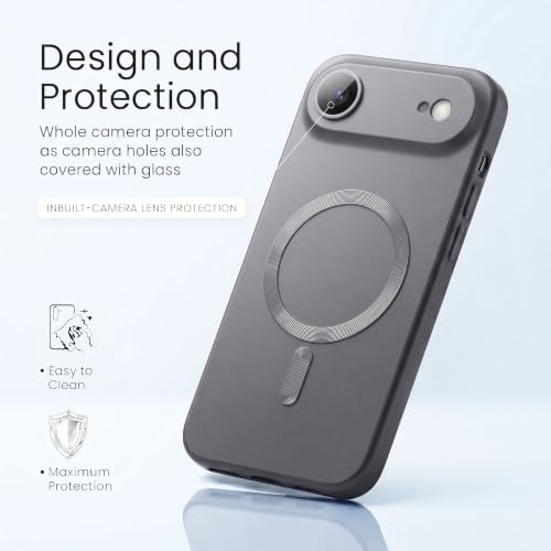 Image of amazon basics Premium Mag-Safe Case for iPhone 17 Air | Shockproof & Anti-Scratch Cover | Soft Silicone with Wireless Charging | Camera Lens Guard - Gray
