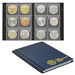 Uncle Paul Coin Collection Album 60 Pockets - 4.5x4.5cm/1.8x1.8 inch Coin Holder Book Coin Storage Album Money Penny Pocket for Collectors Blue CS0106BL