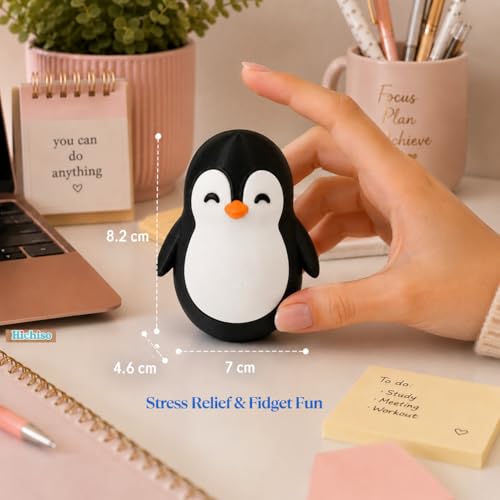 Image of Roly Poly Penguin Wobbler | Cute Self-Righting Penguin Desk Toy | Stress Relief Fidget Toy | Mini Penguin Collectible | Office Desk Decor & Gift (Emperor Black, 1 pc)