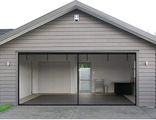 Garage Door Screen for 2 Car Garage, 16x8Ft Magnetic Closure Heavy Duty Weighted Bottom Screen Self Sealing Fiberglass Mesh Retractable Net - Easy Assembly & Pass-Through