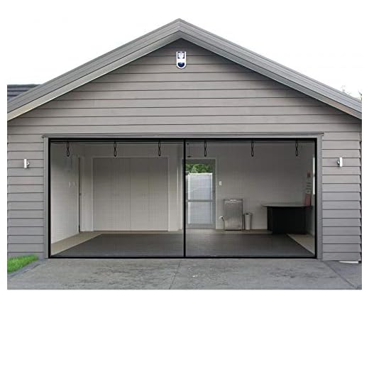 Garage Door Screen, 2 Car 16x7Ft Magnetic Closure Heavy Duty Weighted Bottom Screen Self Sealing Fiberglass Mesh Anti Annoying Unwanted Animals Retractable Net - Easy Assembly & Pass-Through(Black)