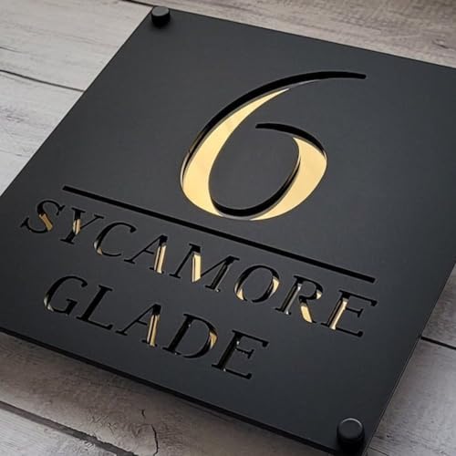 Numéro de maison haut de gamme en acrylique 3D, plaque d'adresse murale chic