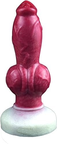 Consolador artificial de silicona de gran tamaño para perros, enchufe anal, color mezclado con nudo grande