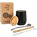 Bombilla Maté - Set da tè in bambù Opaco da 350 ml+2 bombillas+Kit di Manutenzione+Sacchetto Tazza isotermica a Doppia Parete con Coperchio in Legno Naturale Set da tè in Cofanetto Yerba Mate