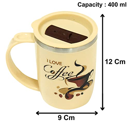 Image of Kuber Industries Insulated BPA Free Plastic Coffee Mug with Lid (Coffee)