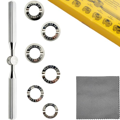 TICFROG Watch Back Remover Tool Kit 5537 Series Watch Case Back Opener Removal Tool with 6 Dies (18.5-29.5mm) and 18cm Cleaning Cloth Watchmaker Tools for Rolex Tudor and Other Wristwatchs Battery Replacement