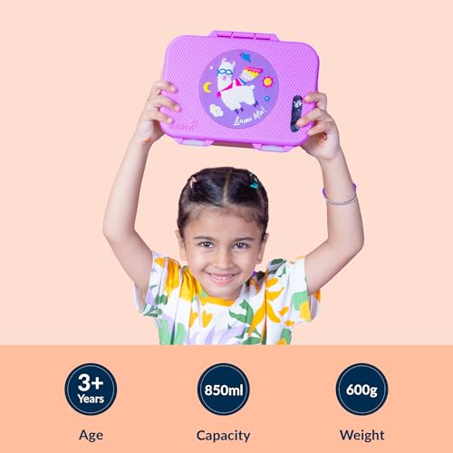 Image of rabitat Munchbee Pro Stainless Steel Kids Lunch Box 850ml- Food-Grade Steel Bento Tiffin | 2-Year Brand Warranty | Spill-Proof Flick-Lock | 3 Compartments, BPA-Free, School-Safe | Chatter Box