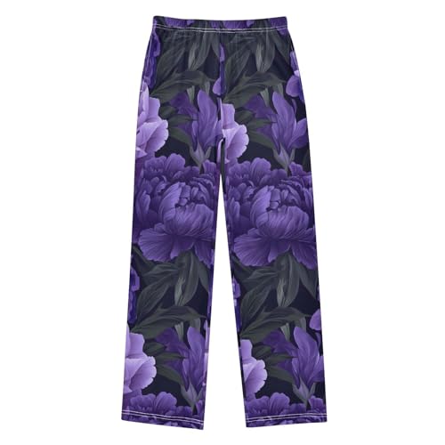 Purple Flower Paisley Mexican Pajama Pants Long Sleep Pant Soft PJ Bottoms Sleepwear