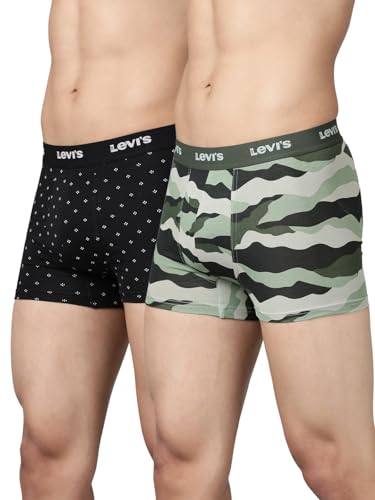 Image of Levi's 022 Trunk for Men | Cotton Stretch Fabric | Printed Men's Underwear | Anti-Roll Waistband | Extra Supportive Gusset | Functional Fly | No Ride-Up | Mid Length Fit | Tagless | Pack of 2