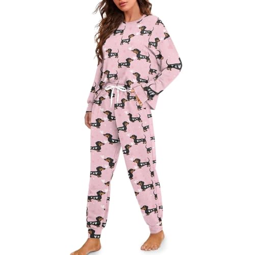 Image of Women's 2 Piece Printed Pajama Set Long Sleeve Sleepwear Set with Long Pants Casual Lounge Sets with Pocket