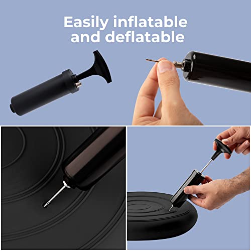 EVEREST FITNESS Aufblasbares Kissen Ø 33 cm mit Luftpumpe Balancekissen Trainingskissen Sitzkissen Rückenkissen
