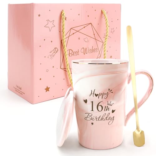 Image of Gifts for 16 Year Old Girl 16th Birthday Gifts for Girls14Oz Pink Coffee Mug 16 Year Old Gift Ideas for Girls Women 2010 Bday Present Sweet Sixteen Bday Gift for Daughter Niece Sisters Friend