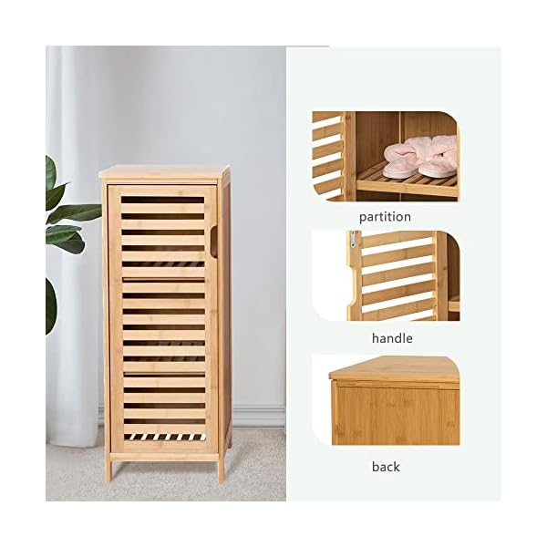 WAOHO badezimmerschränke aus Bambus,Badezimmer Regal,Sideboard Wohnzimmer,Sideboard, Badezimmer Schrank,Bad Regal stehend ，Bad Regal stehend,Küchenschrank – Bild 6