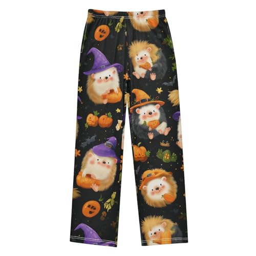 Hedgehog Pumpkins Boys Long Pants Soft Trousers Elastic Waist Kids Lounge Bottoms with Pockets S-XL