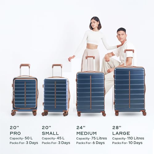 Image of Assembly Odyssey Pro 20 Inch Cabin Trolley Bag Lightweight Hard Shell Polycarbonate Suitcase with Laptop Compartment TSA Lock 8 Spinner Wheels Blue
