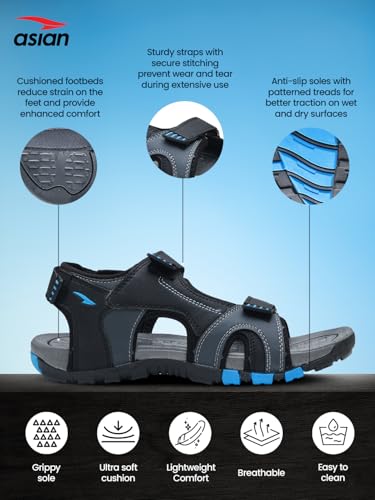 Image of ASIAN Vistara-31 Men's Sandals | Casual Sandals for Men with Anti-Slip Grip | Best Sandals for Men with Lightweight & All-Day Comfort