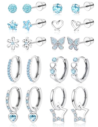 MILACOLATO 10 Paires Boucle d'Oreille Fille Femme Hypoallergéniques Acier Inoxydable Boucle...