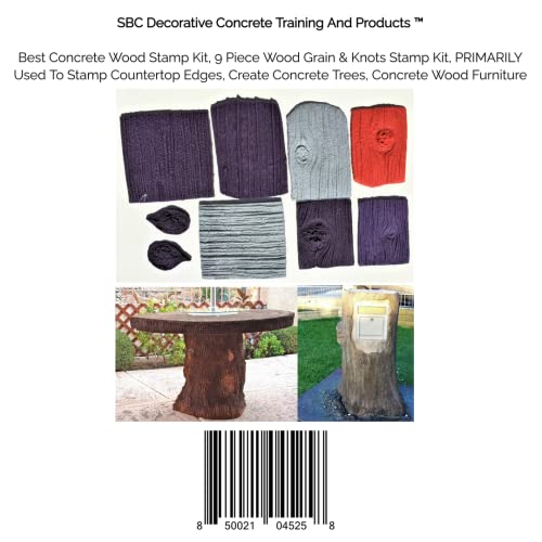 Best Concrete Stamp and Masonry Forms Kit, 9 Piece Wood Design Stamp Kit, (Small Stamps) Primarily Used for Smaller Concrete Projects, Countertop Edges, Trees, Wood Furniture