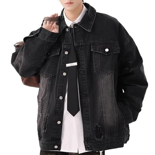 Chaqueta de mezclilla para hombre estilo casual rasgado miniatura 5