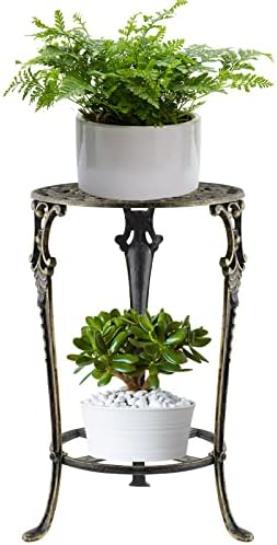 MDLUU Cast Iron Potted Plant Stand 18.8 Inch Tall, 2-Tier Planter...