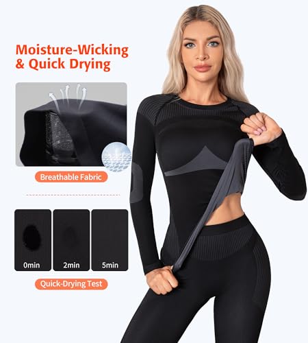 ATTRACO Thermal Underwear Set for Women Long Johns Warm Base Layer Top & Bottom for Cold Weather4