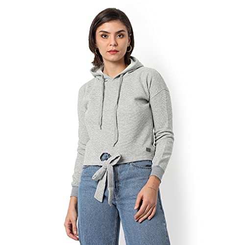 Image of PINACOLADA Women's Double Striped Hoodie with Ribbed Hem for Casual Wear | Hooded Neck | Long Sleeve | Pull On Closure | Cotton Sweatshirt Crafted with Comfort Fit for Everyday Wear