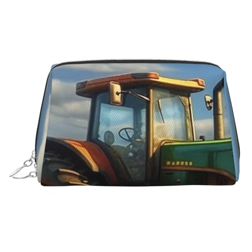 Petite pochette de maquillage en cuir argenté de haute qualité