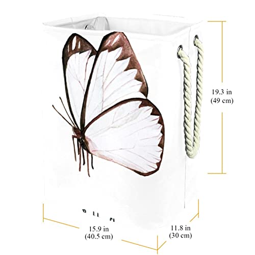 Panier à linge avec poignée marron au design délicat de papillon-01 - 4