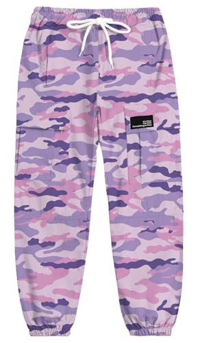 Image of Cromoncent Girls & Womens Camo Print Cargo Pants Outdoor Lightweight Jogger Baggy Pants, 6 Years - XX-Large