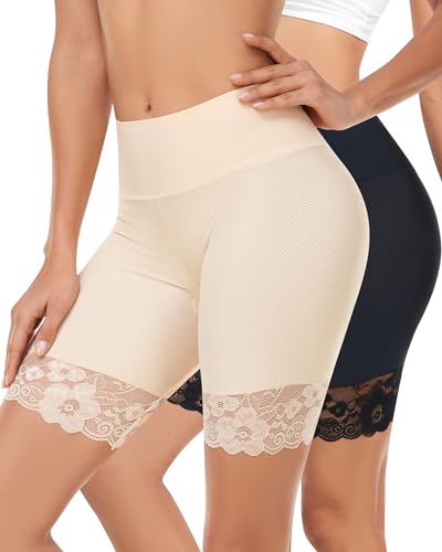 Image of Women's High Waist Mesh Slip Shorts - Soft Breathable Anti Chafing Underwear for Dresses Skirts Daily Travel Party