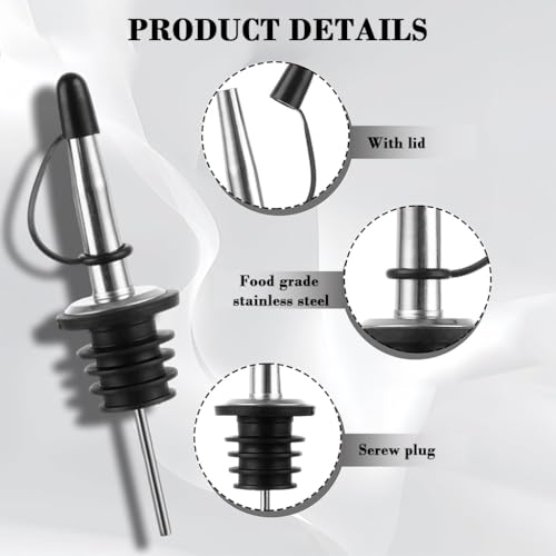 Image of Supvox 6 Pcs Oil Bottle Cap Dispenser Stainless Steel Nozzle Pourer