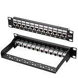 Patchpanel Cat 7, 1U 12 Port, 10-Zoll Keystone Patchpanel, LSA-Verteilerfeld, RJ45 geschirmter Keystone Koppler, kompatibel mit Cat 7/6A/6/5e und Cat5 Netzwerkkabeln, für Gigabit-Netzwerk-Switch