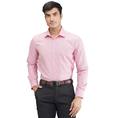 Image of Park Avenue Men's Slim Fit Structure Pattern Cotton Polyester Blend Semi Cutaway Collar Full Sleeve Formal Shirt