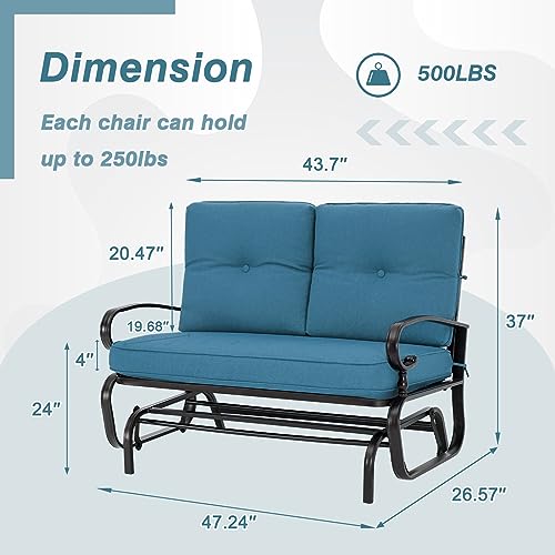 image for Oakmont Outdoor Glider Rocking Bench 2 Person Patio Loveseat Steel Fra