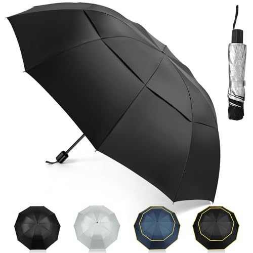Kalolary 47 Inch Extra Oversize Large Compact Golf Umbrella, Double Canopy Vented Windproof Waterproof Stick Umbrellas for women & men