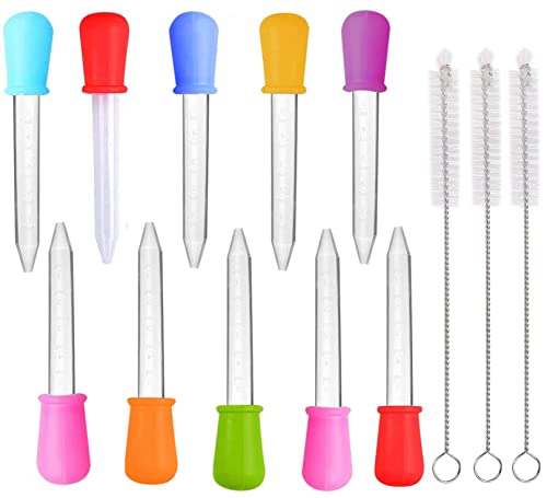 Cuentagotas de líquido,10 PCS unidades de pipetas cuentagotas de silicona y plástico para ojos 5 ml pipetas cuentagotas de líquido con 3 cepillos de limpieza para de caramelo de gomitas de chocolate Cover
